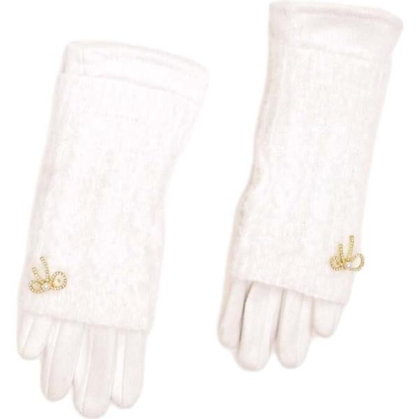 Guanti da donna in bianco neve con strass Nunalie