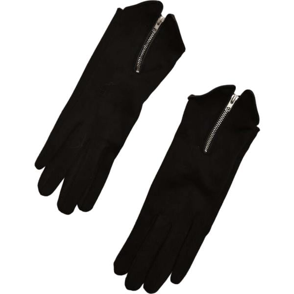 Guanti da donna in nero pece con zip Nunalie