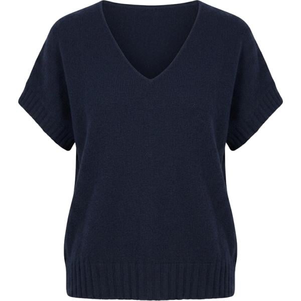 Maglione da donna in blu scuro collo a v in viscosa Nunalie Nunalie