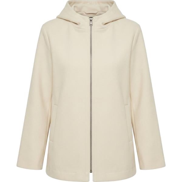 Cappotto da donna in bianco neve collo con cappuccio corto con zip Nunalie