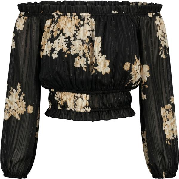 top Nunalie nero a fiori