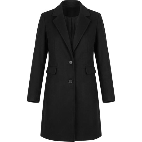 Cappotto da donna longuette in nero pece collo con revers monopetto in viscosa Nunalie
