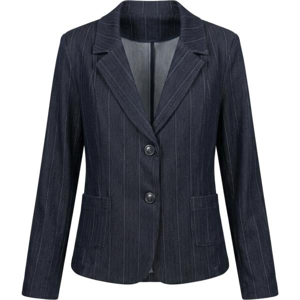 Giacca da donna in blu scuro a righe collo con revers in viscosa Nunalie