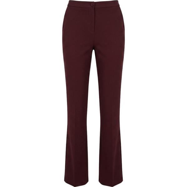 Pantaloni da donna forma svasata in bordeaux con zip in poliestere Nunalie Nunalie
