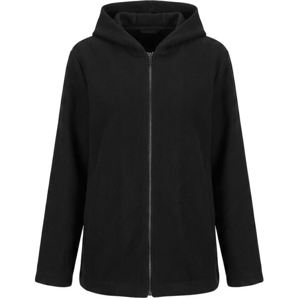 Cappotto da donna in nero pece collo con cappuccio corto con zip Nunalie