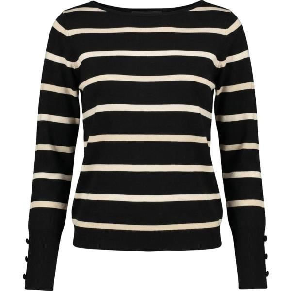 Maglione da donna in nero pece a righe lavorato a maglia con scollo con bottoni in viscosa Nunalie Nunalie