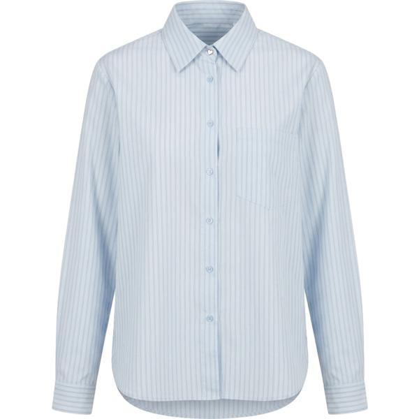 Camicia da donna in azzurro a righe collo a punta con bottoni in cotone Nunalie
