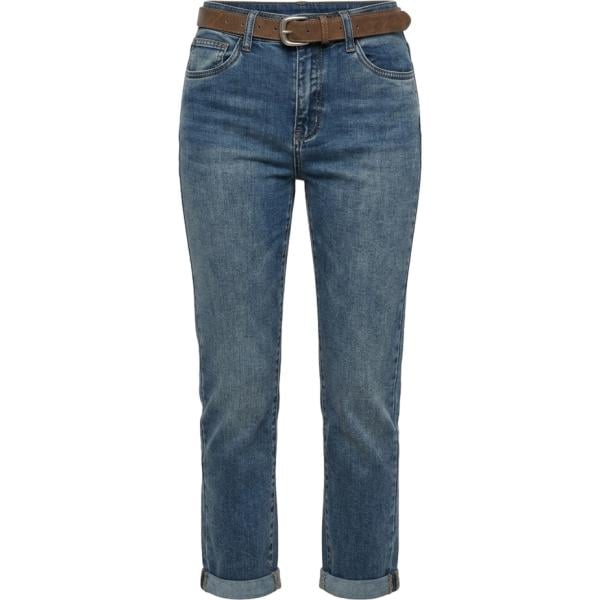 Jeans dritti da donna in blu scuro cinque tasche con cintura in viscosa Nunalie