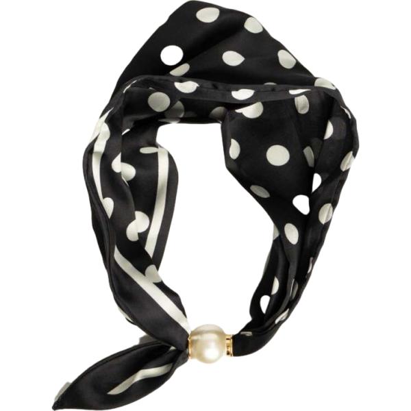 Foulard da donna in nero pece con stampe con perle Nunalie