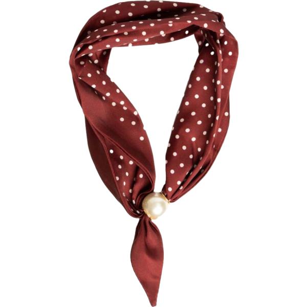 Foulard da donna in bianco neve con stampe con perle Nunalie