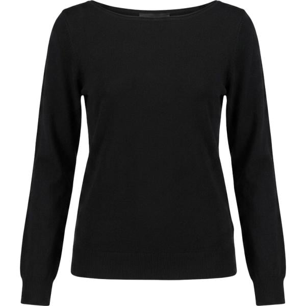 Maglione da donna in nero pece con stampe lavorato a maglia con scollo in viscosa Nunalie