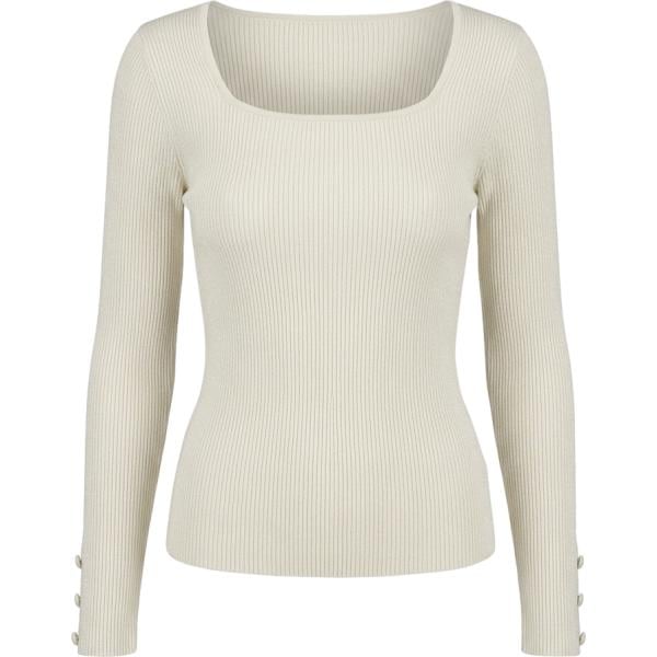 T-shirt da donna in beige sabbia lavorato a maglia girocollo in viscosa Nunalie