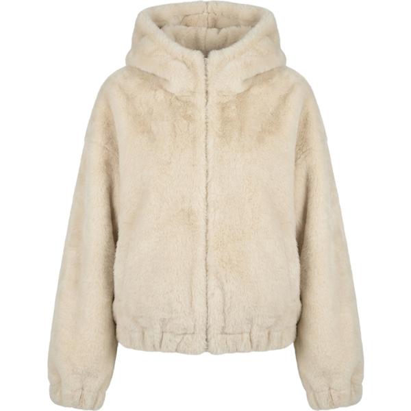 Giacca sportiva da donna in beige sabbia collo con cappuccio con zip Nunalie