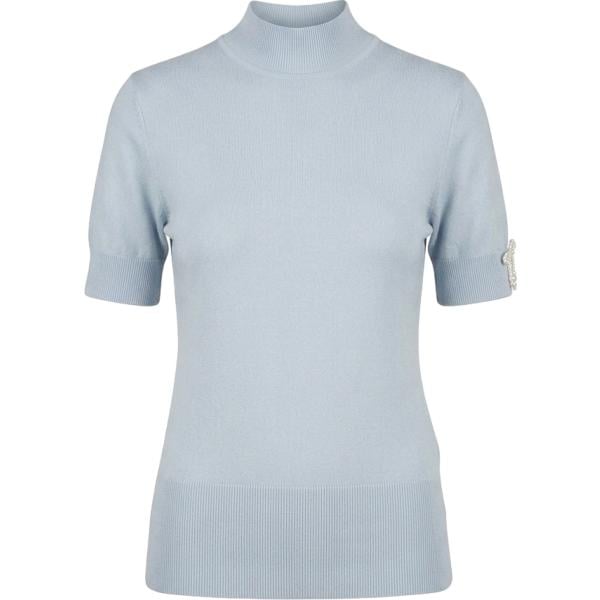 T-shirt da donna in azzurro con perle collo alto in viscosa Nunalie Nunalie