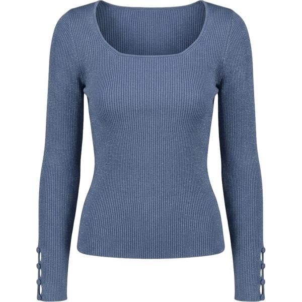 T-shirt da donna in azzurro lavorato a maglia girocollo in viscosa Nunalie