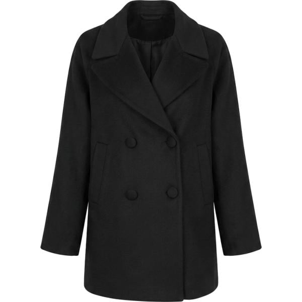 Caban da donna in nero pece collo con revers in viscosa Nunalie