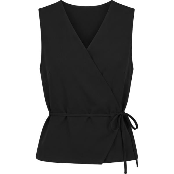 Top da donna a portafoglio in nero pece collo a v con lacci Nunalie
