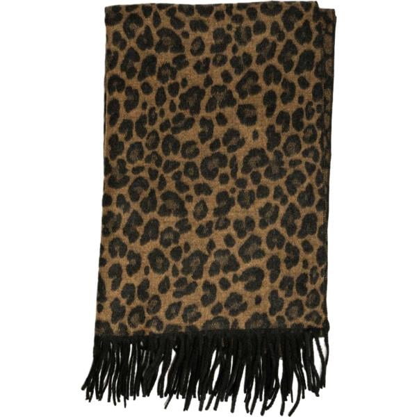 Sciarpa da donna in beige sabbia animalier con frange Nunalie