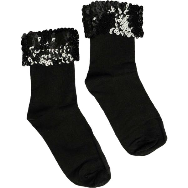 Calzini da donna in nero pece con paillettes Nunalie