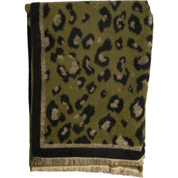 Sciarpa da donna in verde scuro a righe con frange Nunalie