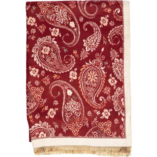 Sciarpa da donna in rosso classico paisley con frange Nunalie