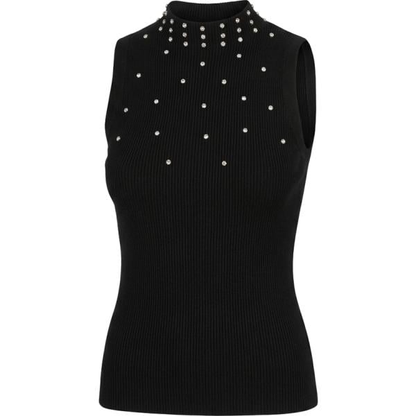 Maglione da donna in nero pece con strass senza maniche Nunalie Nunalie