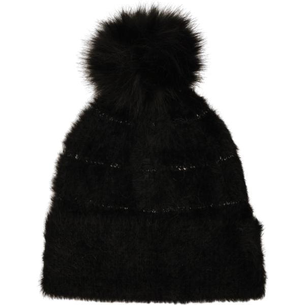 Beanie da donna in nero pece a righe lavorato a maglia in nylon Nunalie