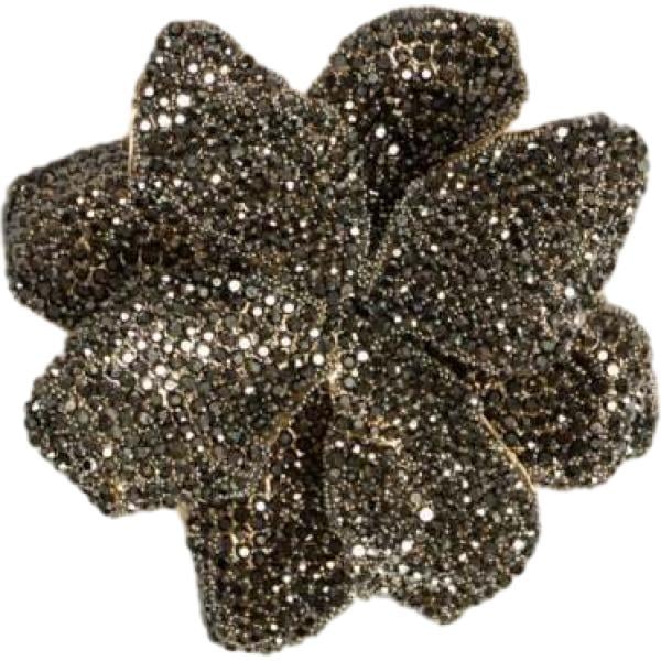 Giacca da donna in nero pece a fiori con strass in metallo Nunalie