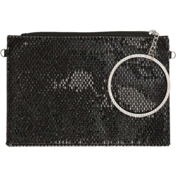 Pochette da donna in nero pece con strass Nunalie
