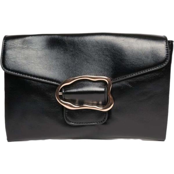 Pochette da donna in grigio scuro effetto lucido con fibbia Nunalie
