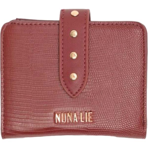 Portafoglio da donna in bordeaux animalier con borchie con cinturino in ecopelle Nunalie