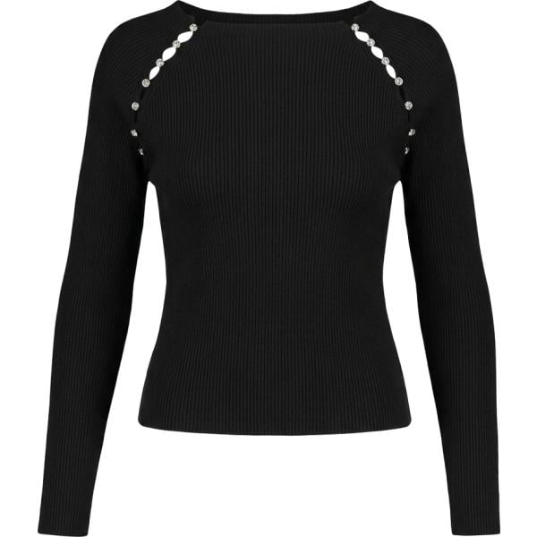 T-shirt da donna in nero pece con bottoni Nunalie