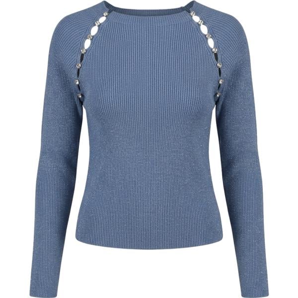 T-shirt da donna in azzurro con bottoni Nunalie