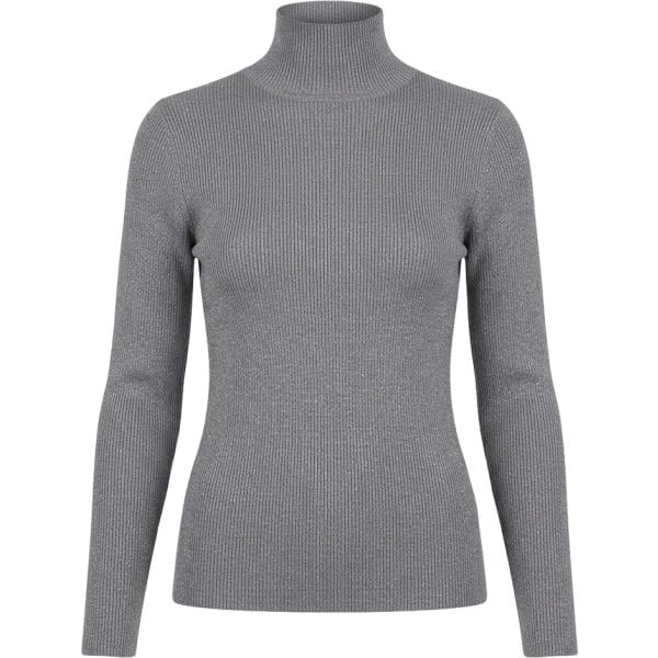 T-shirt da donna in grigio scuro collo alto con bottoni Nunalie