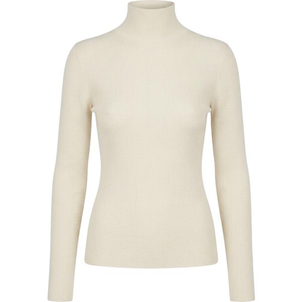 T-shirt da donna in bianco avorio collo alto con bottoni Nunalie
