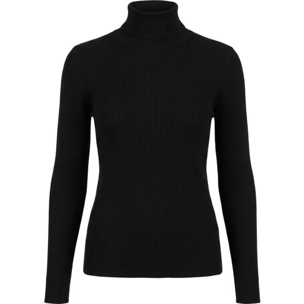 Maglione da donna in nero pece lavorato a maglia collo alto con bottoni in viscosa Nunalie