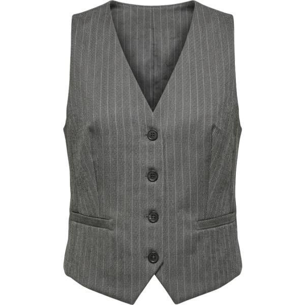 Gilet da donna in nero pece a righe collo a v con bottoni in viscosa Nunalie
