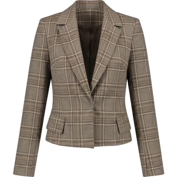 Giacca da donna in grigio scuro scozzese plissè collo con revers in viscosa Nunalie