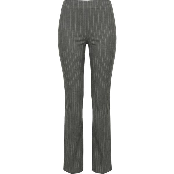 Pantaloni da donna forma svasata in grigio scuro a righe in viscosa Nunalie