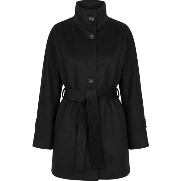 Cappotto da donna in nero pece collo alto corto con bottoni in viscosa Nunalie