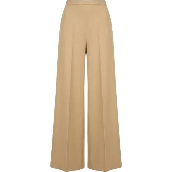 Pantaloni a palazzo da donna in beige sabbia a vita alta con zip in poliestere Nunalie