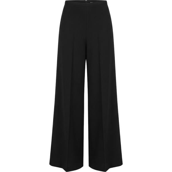 Pantaloni a palazzo da donna in nero pece a vita alta con zip in poliestere Nunalie
