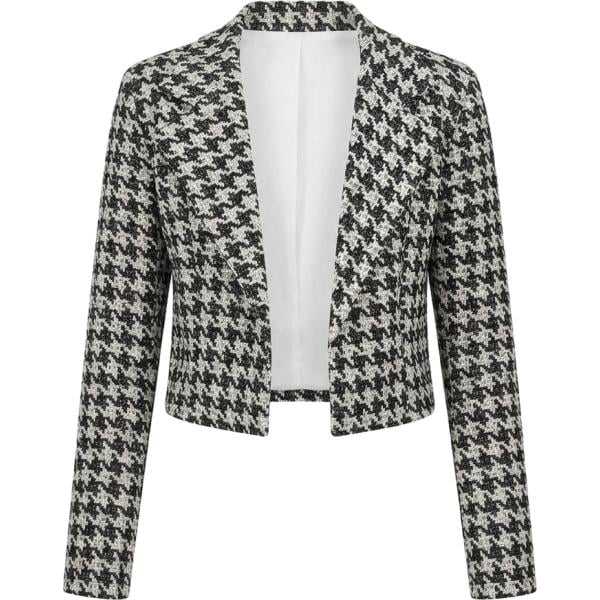Giacca da donna in bianco neve pied de poule collo con revers corto in rayon Nunalie