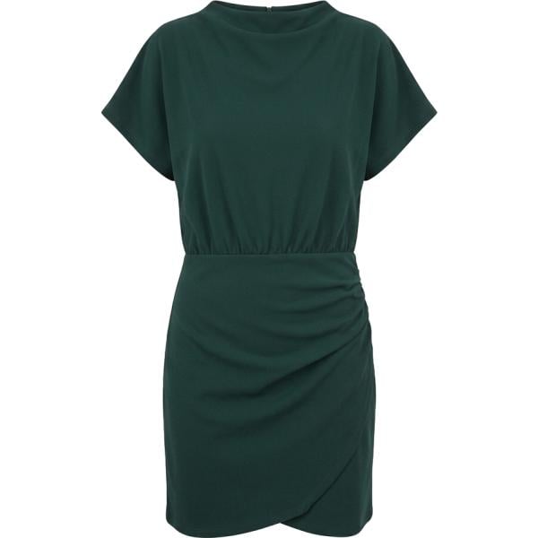 Vestito corto da donna in verde scuro girocollo corto a maniche corte in poliestere Nunalie