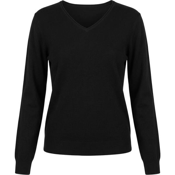 Maglione da donna in nero pece collo a v in viscosa Nunalie