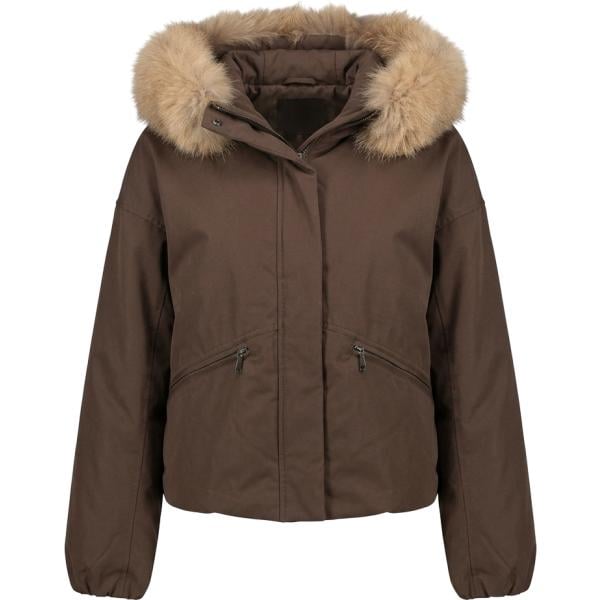 Piumino da donna in marrone scuro collo con cappuccio Nunalie