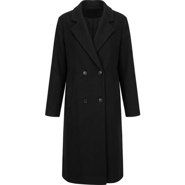 Cappotto da donna doppiopetto in nero pece collo con revers in viscosa Nunalie