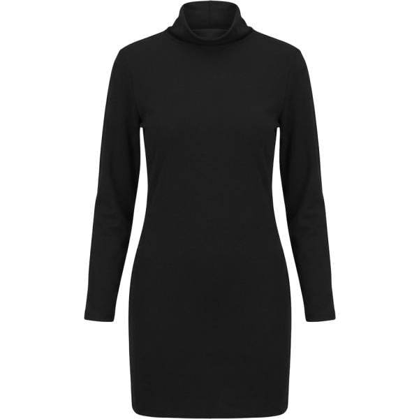 Vestito corto da donna in nero pece collo a dolcevita corto Nunalie