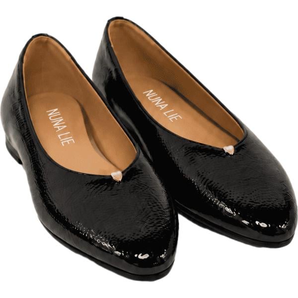 Ballerine da donna in nero pece effetto lucido Nunalie