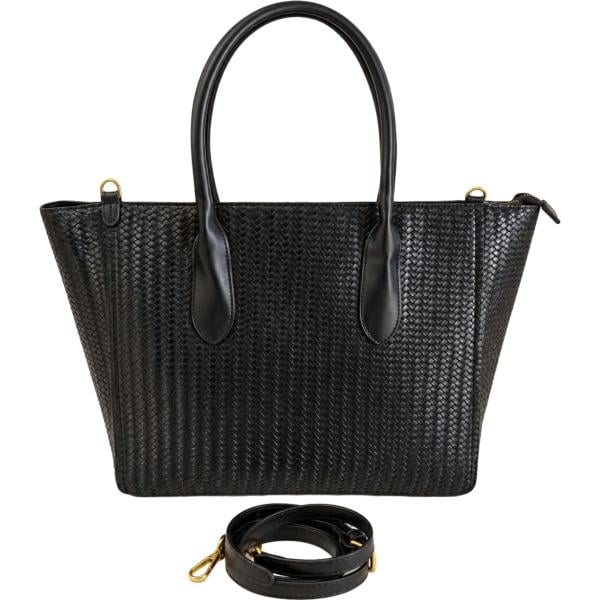 Shopping bag da donna in nero pece con zip Nunalie